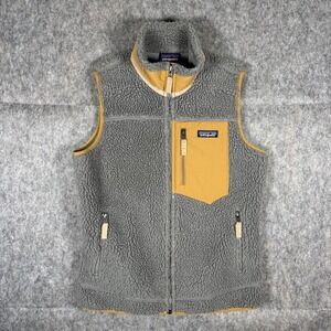 Patagonia Retro X Vest Women's Medium Gray Yellow Full Zip Fleece Gorpcore 23083